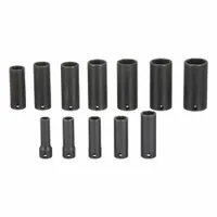 ABILITY ONE Impact Socket Set: 3/8 in Drive Size, Small Set (0-50 pieces) Set Size, 12 Pieces, SAE (MPN 5130-01-650-3982)