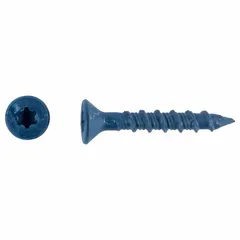 Flat-head concrete screw anchor for fastening into concrete, brick, or block. Steel construction with Torx drive for secure torque transfer. 3/16 in diameter, 1 1/4 in length. Inch system. Supplied in a 100-pack.