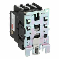 Non-reversing IEC magnetic contactor with 3 poles and 3 normally open contacts. Rated for 50 A with a 240V AC coil. Suitable for switching three-phase motors in applications such as conveyors, pumps, and compressors.