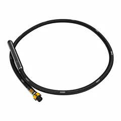 Steel replacement vibrator head and shaft assembly with quick-connect design. Features a 2-inch head diameter and 10-foot overall length. Used for consolidating concrete in slabs, walls, and foundations to remove air pockets and ensure dense pours.