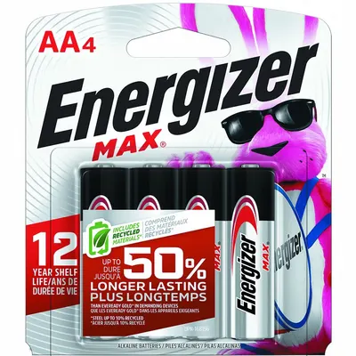 ENERGIZER Battery: AA, Premium, Alkaline, 1.5V DC, Max
