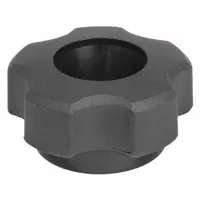 Plastic snap-lock knob with a 5-arm design for manual clamping, positioning, and adjustment on machinery and fixtures. Features a #10 thread size, 18 mm thread length, and 1.36 in diameter