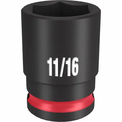 MILWAUKEE Standard Impact Socket: 3/8 in Drive Size, SAE, 11/16 in Socket Size, 6-Point - 3/8" Drive Impact Sockets