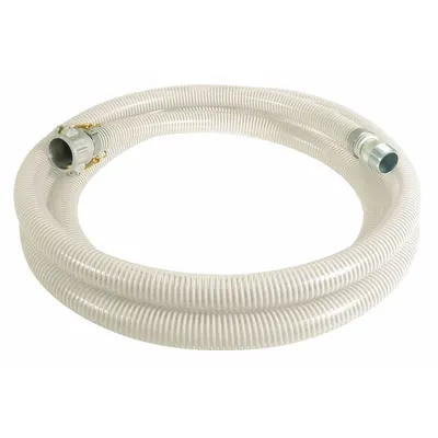 OEM Water Suction and Discharge Hose: 1 1/4 in Hose Inside Dia., 90 psi, Clear/White - PVC Water Suction & Discharge Hose Assemblies with Synthetic Braid & PVC Helix Reinforcement