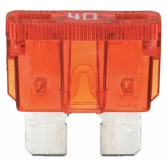 The BUSSMANN ATC-40 is a standard-profile, fast-acting automotive fuse rated at 40 A and 32 V DC. It is non-indicating and provides overcurrent protection for vehicle electrical systems, safeguarding wiring and components from short circuits and overloads.