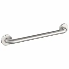 Straight grab bar with anti-microbial stainless steel construction and peened satin finish. Measures 24 inches in length with a 1 1/4-inch diameter. Provides support and stability in bathrooms, showers, and other areas where fall prevention is needed.