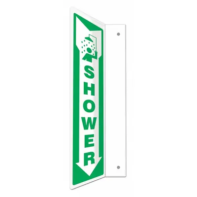 CONDOR L-Shape Projection Shower Sign, 18 in x 4 in, Mounting Holes - L-Shape Projection Shower Signs