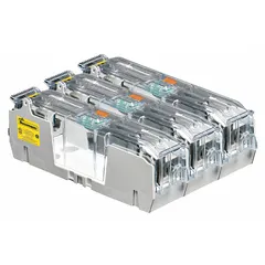 Open-block-design fuse block for UL Class H and K fuses. Rated 600 V AC, 3 poles, with box-lug terminals and non-indicating type. Used in industrial electrical panels, motor control centers, and distribution boards for overcurrent protection.