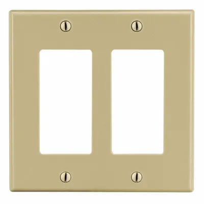 HUBBELL Wall Plate: Decorator-Rocker, 2 Gang, Ivory - General Purpose Wall Plates