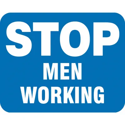 ACCUFORM Stop Men Working Railroad Flag Sign, Blue, 12 x 15 in, Non-Reflective - Stop Men Working Railroad Flag Signs