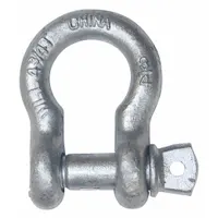 Silver-colored anchor shackle with a working load limit of 9,500 lb, designed for lifting and rigging applications. Compatible with ropes up to 3/4 in diameter. Used to connect ropes, chains, or cables to anchor points in material handling and industrial settings