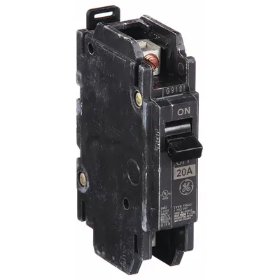 GE Miniature Circuit Breaker: THQC, 20 A, 120/240V AC, Single Phase, 10kA at 120/240V AC - THQC & THHQC Series, Unit-Mount GE Miniature Circuit Breakers
