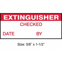 Inspection Label: Extinguisher, 1 1/2 in Wd, 5/8 in Ht, Red/White, Rectangle, Polyester, 350 PK (MPN TC-10905)