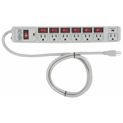 TRIPP LITE Outlet Strip: 7 Outlets, 6 ft Cord Lg, 1,080 J Rated Energy, 15 A Current - General Purpose Surge Protectors