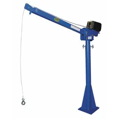 This steel davit crane kit includes a pedestal base and is rated for a maximum load capacity of 2,000 lb. The boom adjusts from 4.3 ft to 7.3 ft, and the unit is electrically operated. Suitable for lifting and positioning loads in industrial settings such as manufacturing plants, warehouses, and maintenance facilities.