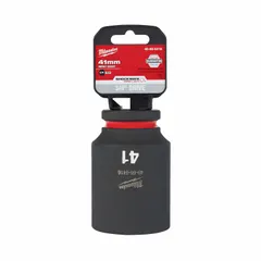 Metric 41 mm deep impact socket with 3/4" drive, 6-point configuration, and friction retention. Black Phosphate finish. For use with impact tools in high-torque fastening applications.