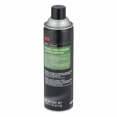 Clear, fast-drying aerosol adhesive for bonding plastic, lace, and rubber substrates in automotive interior repair and assembly. Water-resistant for interior-only use. Supplied in a 24 fl oz aerosol can.