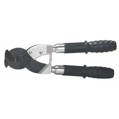 Straight cable cutter with plastic handle designed for cutting aluminum electric cable up to 300 kcmil maximum diameter. Suitable for electrical and data cable installation and maintenance tasks.
