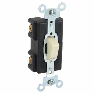 HUBBELL Wall Switch: Push Button Switch, Single Pole, Maintained, Ivory, 120/277V AC - Push-Button Wall Switches