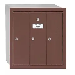 Mailbox: 4B+, 3 Doors, Vertical, 19 in H x 18 3/4 in W x 7 1/2 in D, Surface Mounting, Lockable (MPN 3503ZRU). Key specifications — attr1083701: Front; attr1091061: Lockable; attr1096729: Vertical; attr1126060: 4B+.