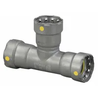 VIEGA MEGAPRESS Crimp Tee Fitting: 1 1/2 in Pipe x 1 1/2 in Pipe x 3/4 in Pipe Size, Steel, HNBR (MPN 25366)