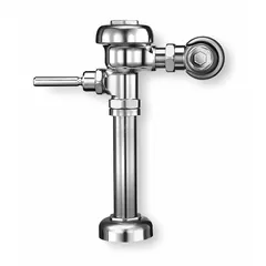 Exposed, top-spud manual flush valve for toilets. Delivers 3.5 gallons per flush with an 11-1/2 in rough-in. Suitable for commercial restroom applications requiring a top spud location.