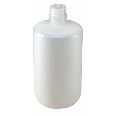 GLOBE SCIENTIFIC Sampling Bottle: Polypropylene, 67.6 fl oz, 2 L, Natural, Closure Included - Polypropylene Narrow Mouth Round Lab Bottles