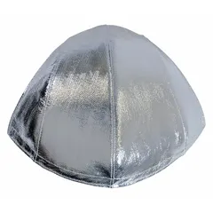 This heat-resisting hard hat cover is made of aluminum with a silver finish. It is designed for use with 3M hard hats that have a face shield holder. The cover provides reflective protection in high-temperature environments such as foundries, steel mills, and welding operations.