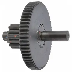 This output pinion is a replacement gear component for Dayton brand gearmotors models 4GU70 and 4GU71. It is used in material handling systems to transmit torque from the motor to the driven load, enabling conveyor or hoist operation.