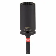 This 1/2" drive impact socket is designed for use with impact tools to fasten or loosen SAE hex fasteners. It features a 3/4 in socket size, 12-point configuration, standard length, and friction retention for secure fit. Suitable for heavy-duty applications in automotive repair, construction, and industrial maintenance.