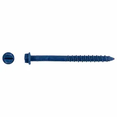 Steel hex-head screw anchor with self-threading tip for direct installation into concrete, brick, or block. Removable design for light to medium-duty fastening of fixtures and brackets. Inch system, low material grade. Pack of 100.
