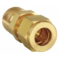 PARKER Compression Fitting Adapter: 1/4 in OD x 1/4 in Pipe Size, Compression x MNPT, Brass (MPN 4MSC4N-B)