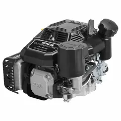 Vertical-shaft gasoline engine delivering 6 hp and 11 lb-ft gross torque. Features recoil start, keyway shaft configuration with 0.2362/0.2372 in I.D., and includes a muffler. Suitable for direct-drive applications in lawn and garden equipment such as mowers and tractors.