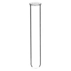 This KIMBLE test tube is a colorless, round-bottom glass tube with a 4 mL capacity, 10 mm body diameter, and 75 mm overall height. It is not graduated and does not include a closure. Suitable for general laboratory mixing, heating, and sample storage.