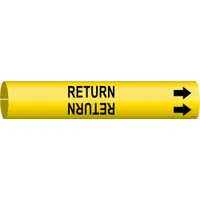 Pipe Marker: Return, Yellow, Black, Fits 1 1/2 to 2 3/8 in Pipe O.D., 1 Pipe Markers, With Arrows (MPN 4119-B)