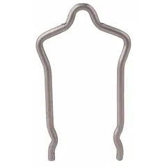 This lever handle retainer clip secures the handle assembly on single handle bath and shower faucets. It is used as a replacement part to prevent handle loosening or detachment in residential and commercial plumbing applications.