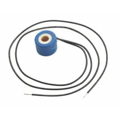 This metal solenoid coil is a repair part for automatic flush valves used on toilets and urinals. It is compatible with SLOAN Optima® series flush valve systems. The coil serves as a direct replacement component to restore proper valve operation in commercial restroom applications.
