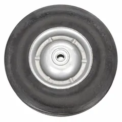 Replacement wheel for hand trucks, with 10 in overall height and 10 in overall length. Dimensions are 10 in high by 2 3/4 in wide. Supports loads up to 300 lb. Suitable for maintenance and repair of hand trucks in material handling applications.