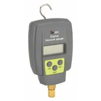 Digital vacuum gauge with LCD display measuring from 15 micron Hg to 12,000 micron Hg. Accuracy is ± 10% or ± 10 micron. Visual indication only; no access port included. Used for verifying system evacuation and monitoring vacuum integrity in HVAC, refrigeration, and industrial process applications