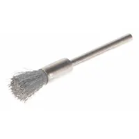 WEILER Miniature End Brush: Crimped Steel, 1/4 in Dia, 0.005 in Fill Dia, 1/8 in Shank (MPN 91224)