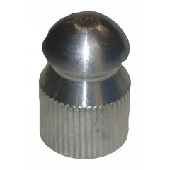 This jetted sewer nozzle features a fan spray pattern for wide coverage during high-pressure cleaning of drain and sewer lines. It has a female inlet and is rated for 5,000 psi at 5.03 gpm, with an operating pressure range of 5000 to 6000 psi. Suitable for clearing blockages and flushing debris from pipes.