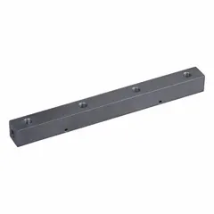 Steel rectangle manifold block with one inlet and 3/8 in NPTF x NPTF connections. Used to distribute hydraulic or pneumatic flow from a single inlet to multiple outlets in industrial fluid power systems.