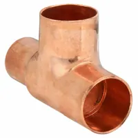 NIBCO Sweat Fitting Tee: 1 in CTS x 3/4 in CTS x 1 in CTS, Cup x Cup x Cup, Wrot Copper (MPN 611 1X3/4X1)