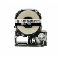 Combined Label and Ribbon Cartridge: 3/4 in x 19 ft, Nylon, White (Matte), Indoor/Outdoor