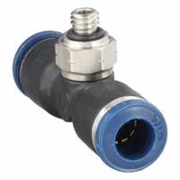 AIGNEP USA Push-Fit Tee Fitting: 1/4 in OD x 1/4 in OD x 5/16 in Pipe Size, Nylon, Black (MPN 85210-04-32)