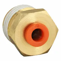 SMC Push-Fit Adapter Fitting: 5/32 in OD x 1/4 in Pipe Size, Push-to-Connect x MNPT, Brass, Brass (MPN KQ2H03-35AS)