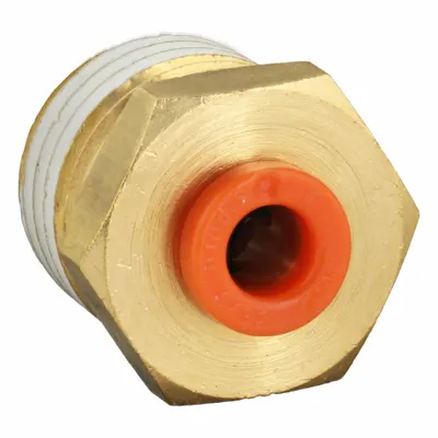 SMC Push-Fit Adapter Fitting: 5/32 in OD x 1/4 in Pipe Size, Push-to-Connect x MNPT - Polybutylene & Brass Tube Fittings