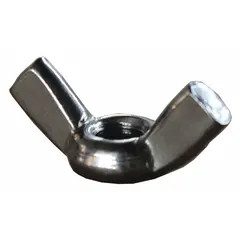 Stainless steel wing nut designed for hand-tightening applications on power tools and equipment. Provides corrosion resistance in industrial environments.
