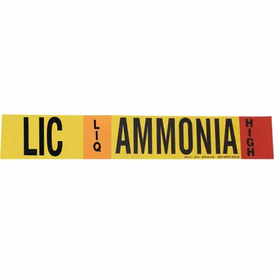 BRADY Ammonia Adhesive Pipe Marker LIC LIQ High - Ammonia Adhesive Pipe Markers