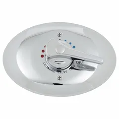 Thermostatic mixing valve for point-of-use applications, blending hot and cold water to a consistent temperature. Features 1/2 in inlet and outlet connections with integral check-stops for backflow prevention. Suitable for showers, sinks, and wash stations.